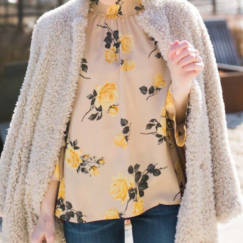 Anthropologie Teddy Coat with Pink Polka Dot Lining